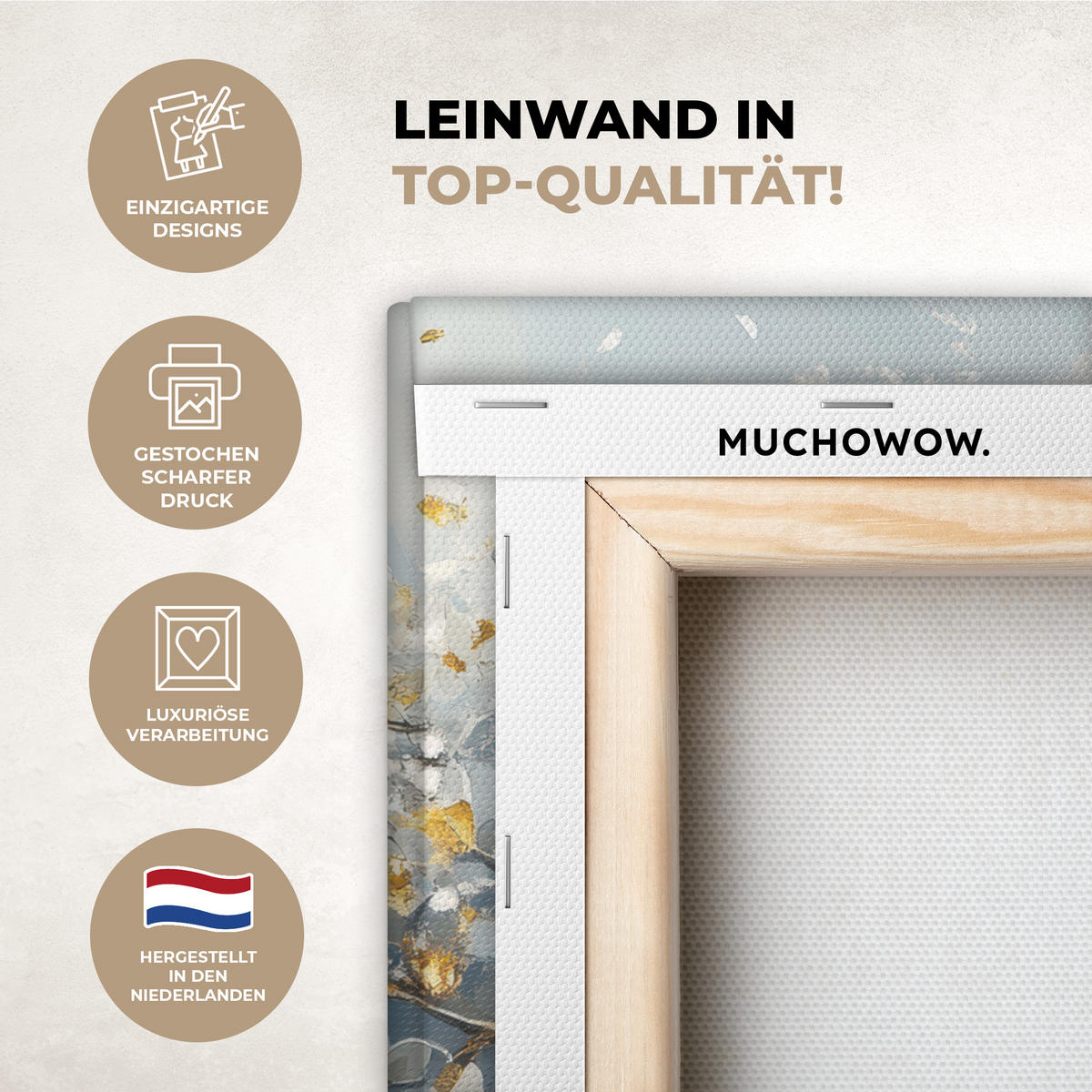 LEINWANDBILD Baum - Winter - Baum des Lebens - Modern - Gold Deko Wohnzimmer 20x20 cm - Goldfarben, Textil (20/20cm) - MuchoWow