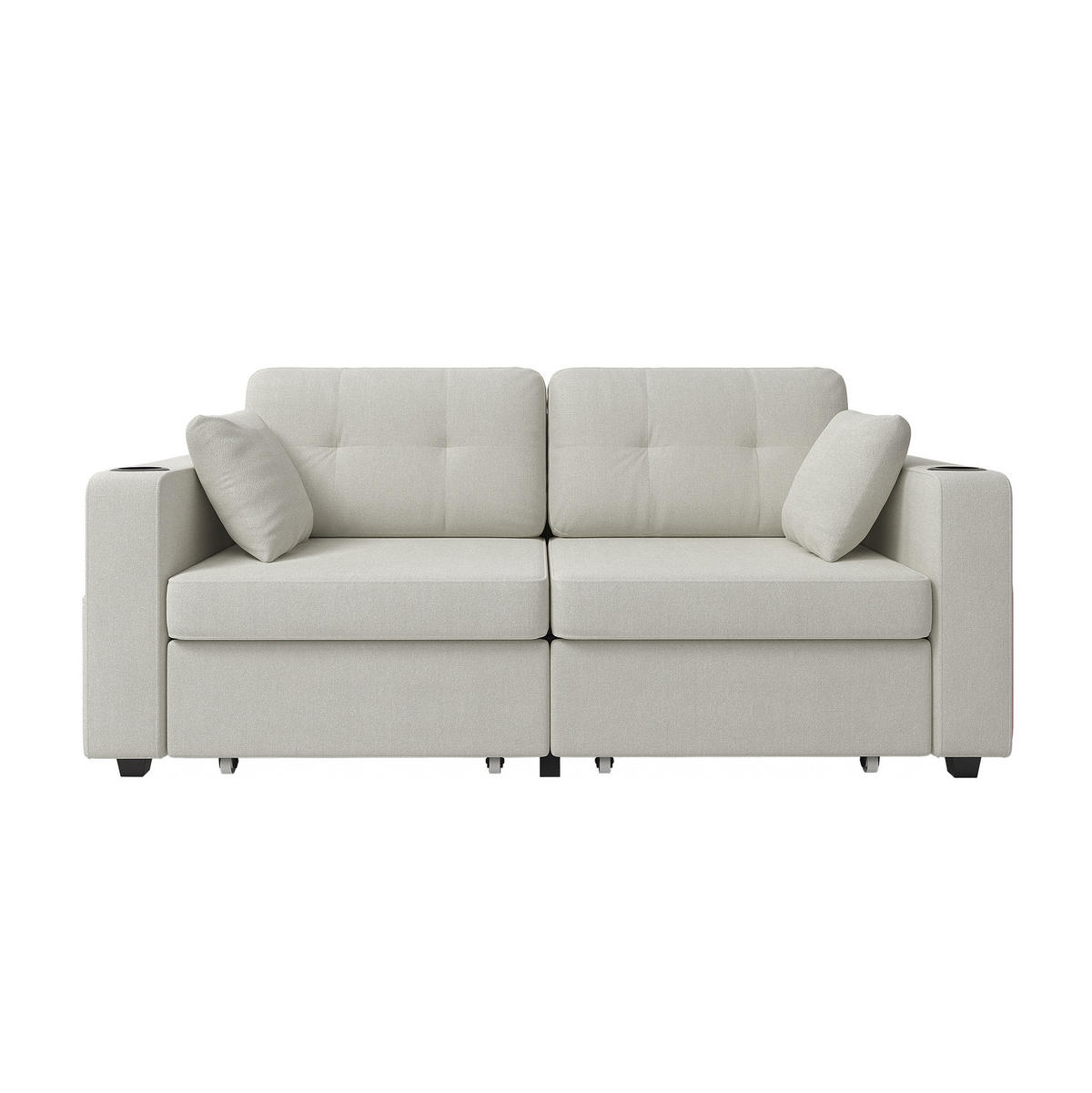 2-SITZER-SOFA 172/75/82 cm mit USB-Anschlüssen, Stauraumschubladen und Getränkehaltern, Chenille, Beige - Beige, Textil (172/82/75cm) - Redom