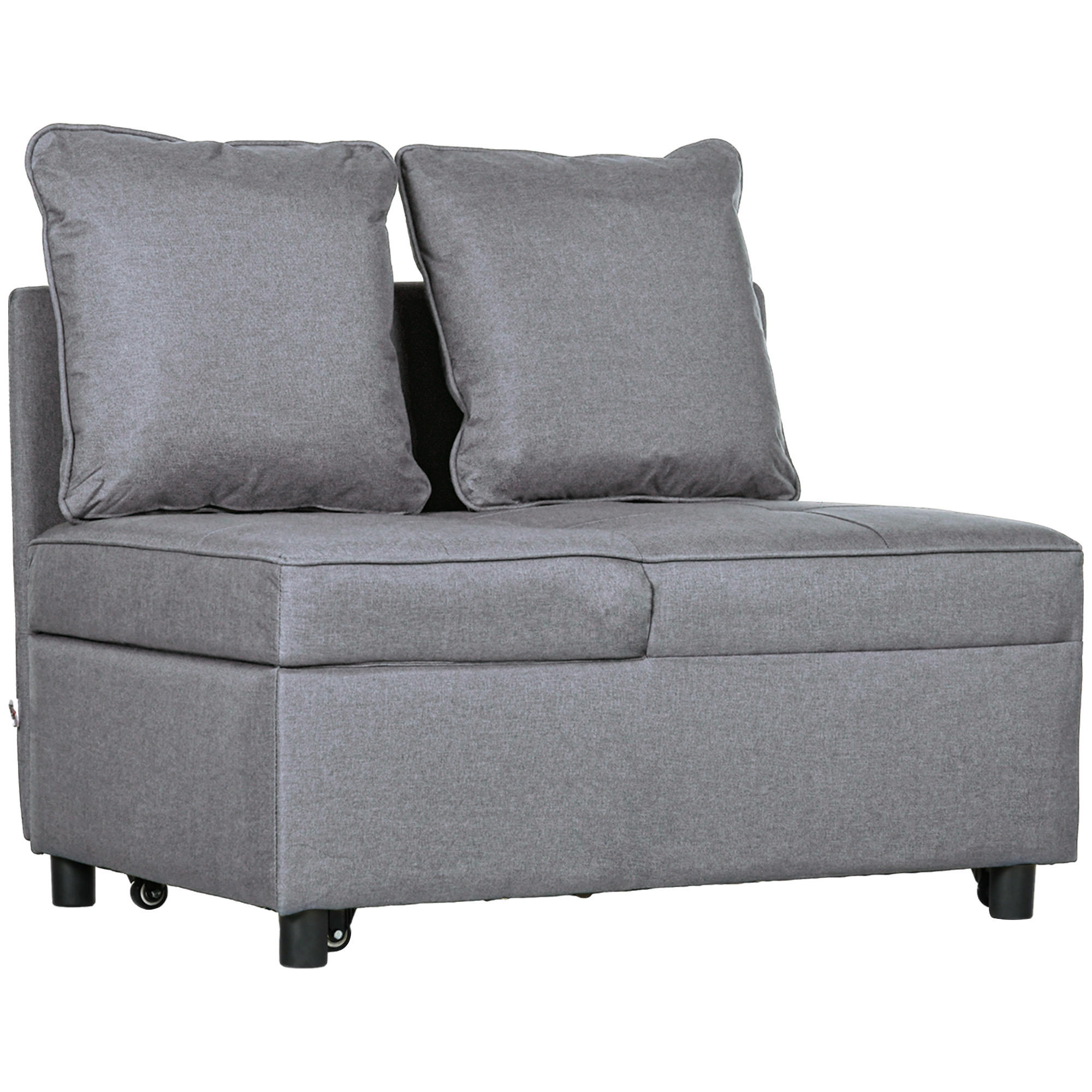 SCHLAFSESSEL 3-in-1 Ausziehbares 2 Sitzer Schlafsofa mit Bettfunktion Dunkelgrau - Dunkelgrau, Kunststoff (71/67/98cm) - HOMCOM