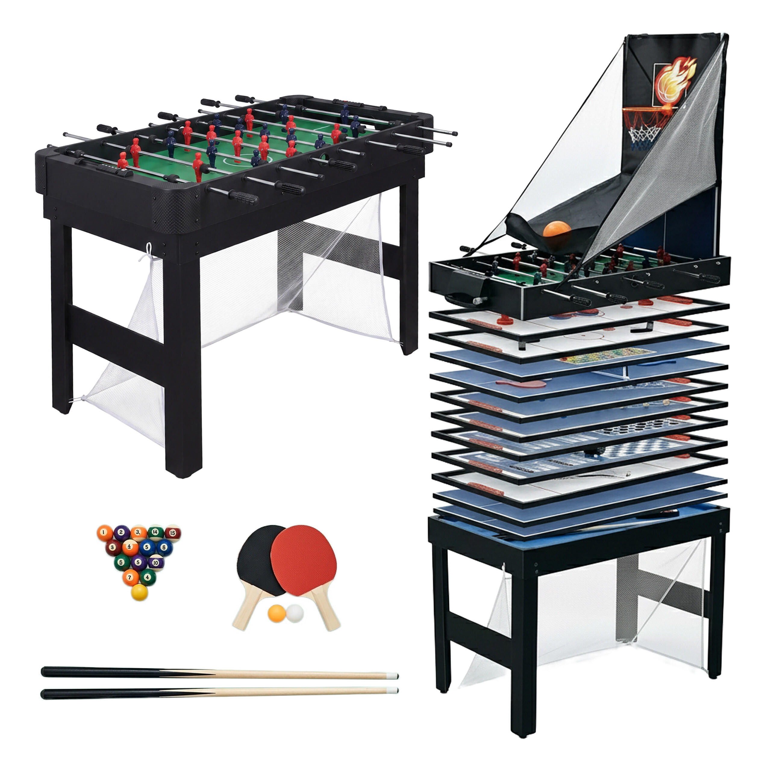 SPIELTISCH Schwarz 20 in 1 - Multicolor, Holzwerkstoff/Kunststoff (60/107/81cm) - Relaxdays