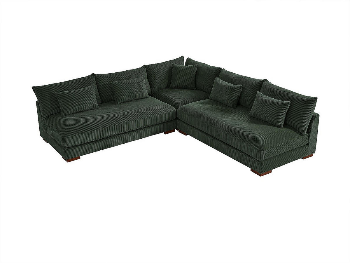 SOFA ohne Schlafmöglichkeit - 6 Personen - Samt, Stoff - Grün - - Grün, Textil (275/85/275cm) - Vente-Unique