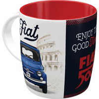KAFFEETASSE 330 ml Fiat 500 Enjoy The Good Times - Multicolor, Keramik (0.33L) - Nostalgic-Art