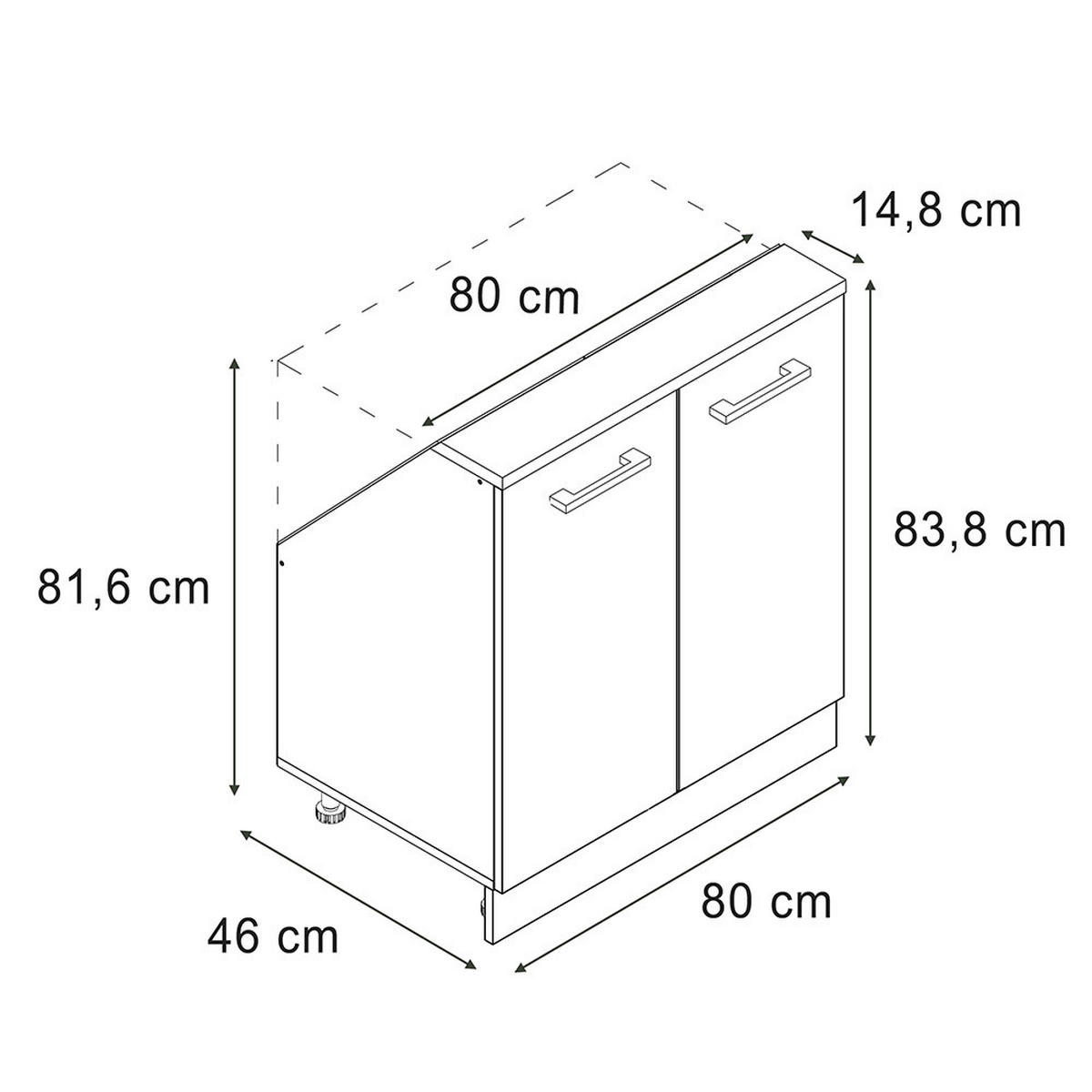 KUCHYŇSKÁ SKŘÍŇKA POD ŠIKMOU STŘECHU R-Line Bílý venkovský dům 80 cm se 2 dvířky - bílá, kompozitní dřevo (80/83.8/46cm) - Vicco