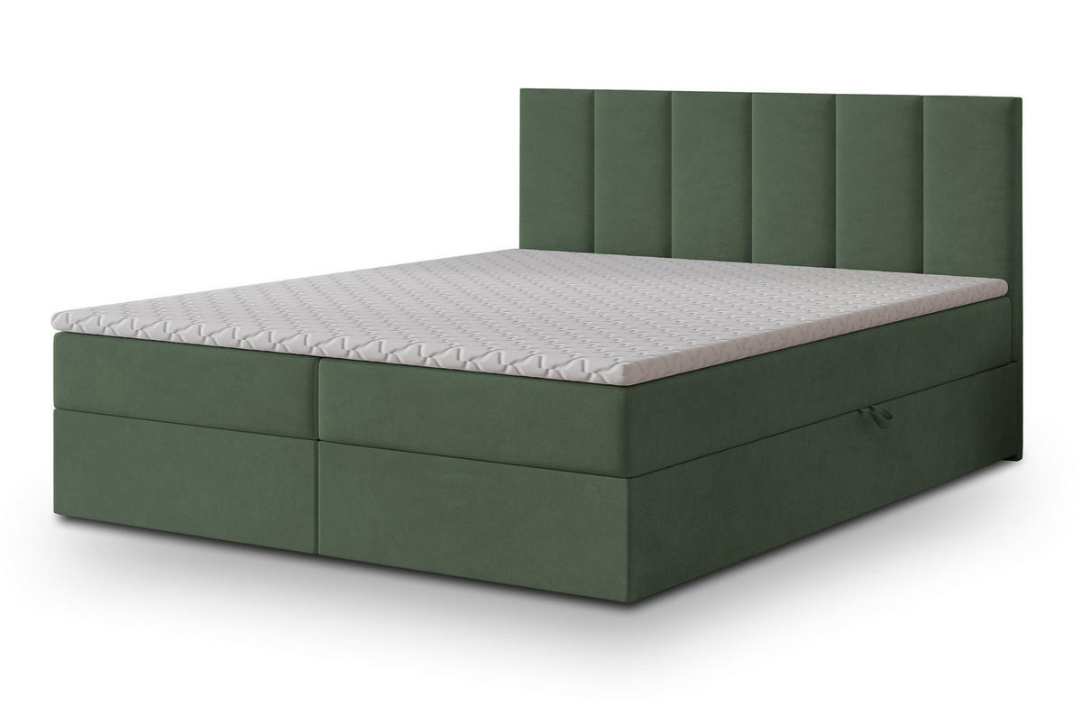 BOXBETT MERIL 180x200 cm mit Matratze und Topper - Grün - Grün, Holz (180/200cm) - MASSENO