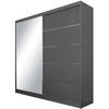 SCHWEBETÜRENSCHRANK Marika 200/216/61 graphit mit Spiegel und Schubladen - Graphitfarben, Holzwerkstoff (200/216/61cm) - Beautysofa