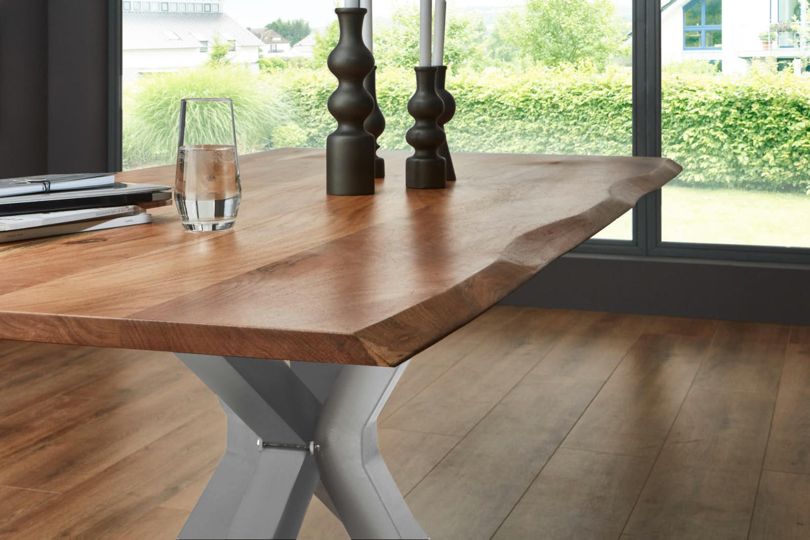 ESSTISCH SPYRO - Beige/Silberfarben, Holz/Metall (100/260/76cm) - SAM