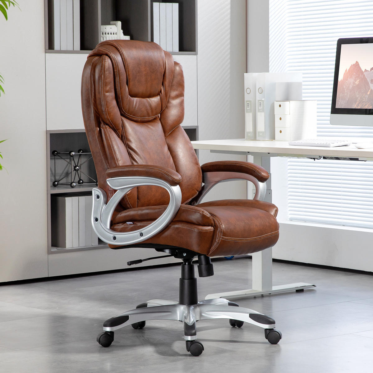 CHEFSESSEL DE-11707 mit Wippfunktion & 360° drehbar Braun - Braun, Metall (75.5/124.5/66cm) - ComfortXL