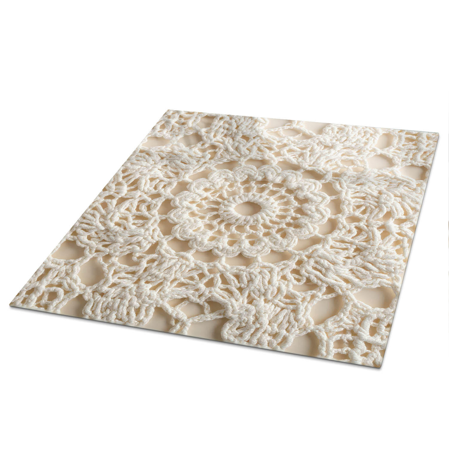 TISCHPLATTE 50x50 cm – Spitzenstruktur - Weiß, Glas (0.4/50/50cm) - Wallfluent