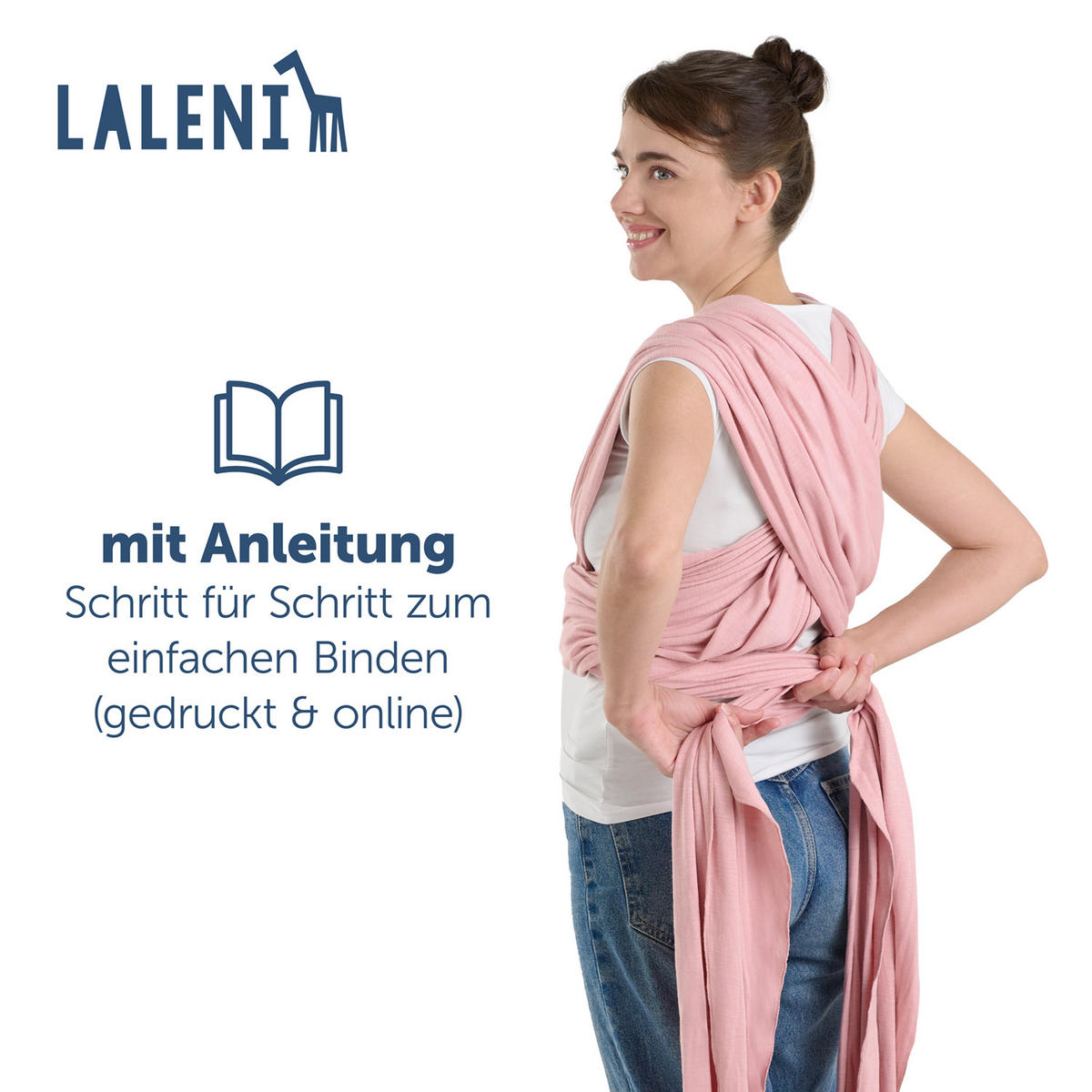 BABYTRAGEN für Neugeborene bis 15 kg - 100% Baumwolle (Ohne Elasthan) - Rosa - Rosa, Textil (60/5.1cm) - Laleni