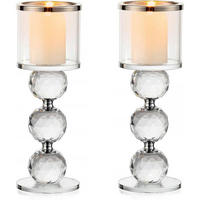 KERZENSTÄNDER Set 2-teilig Kristall Glas Silber 19.5 cm - Silberfarben, Glas (7/19.5/7cm)