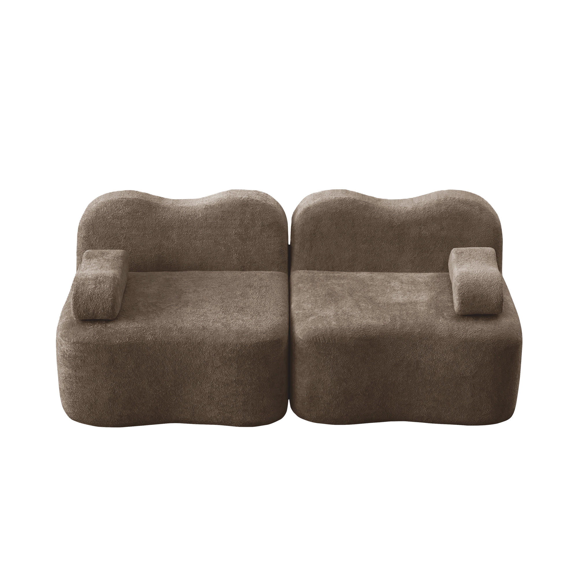 2-SITZER SOFA Samt Braun mit Armlehnenkissen - Braun, Textil (192/70/98cm) - WISHDOR
