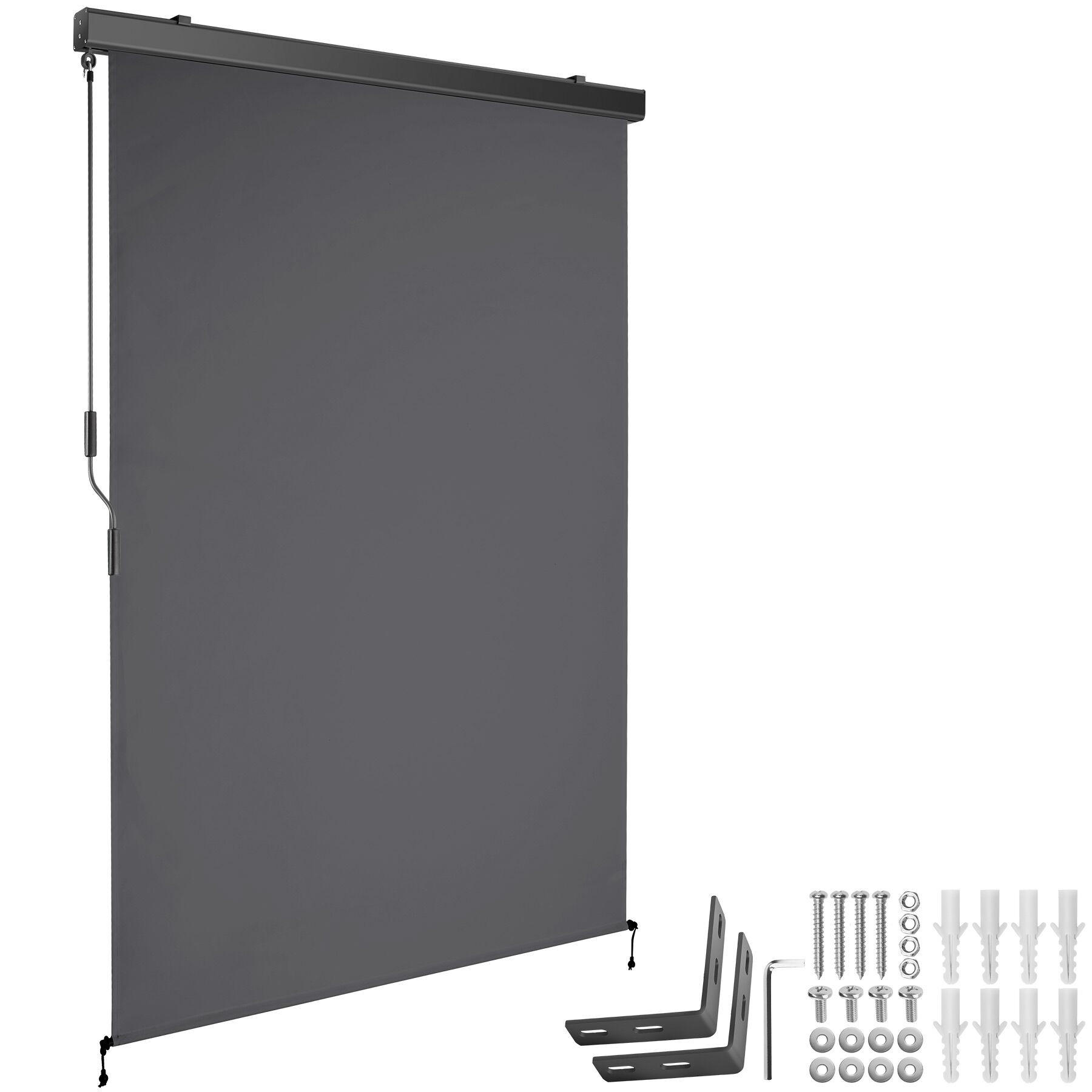 SENKRECHTMARKISE Eloise,inkl. Wandhaltern,dunkelgrau - Dunkelgrau, Kunststoff (120/250cm) - tectake