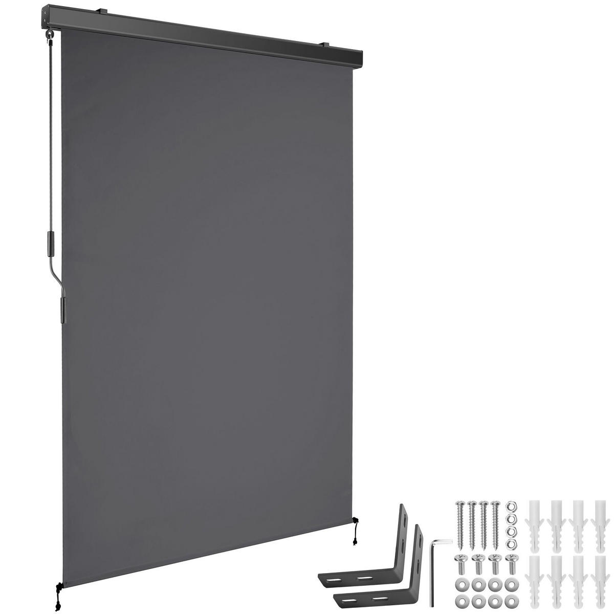 SENKRECHTMARKISE Eloise,inkl. Wandhaltern,dunkelgrau - Dunkelgrau, Kunststoff (120/250cm) - tectake