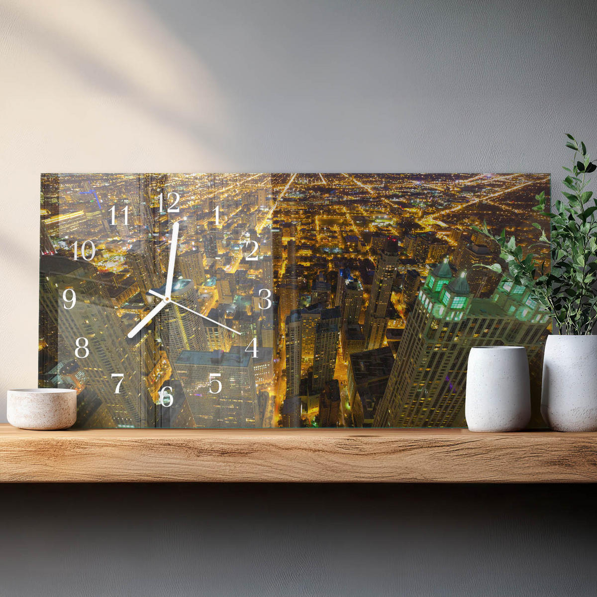 WANDUHR 60x30 cm - Abstrakte Kunst - Gelb, Glas (60/30/0.4cm) - TULUP