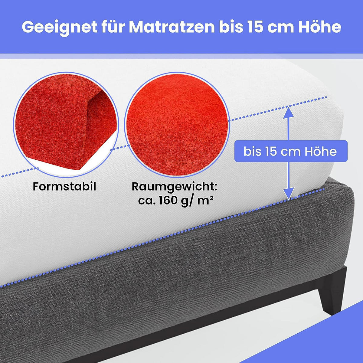 SPANNBETTLAKEN 160/200 cm, Frottee Elastisch 100 % Baumwolle Rot - Rot, Textil (160/200cm) - Best For Home