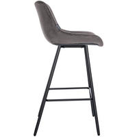 BARHOCKER Welton Samt grau - Schwarz/Grau, Textil/Metall (49/104/56cm) - TPFLiving