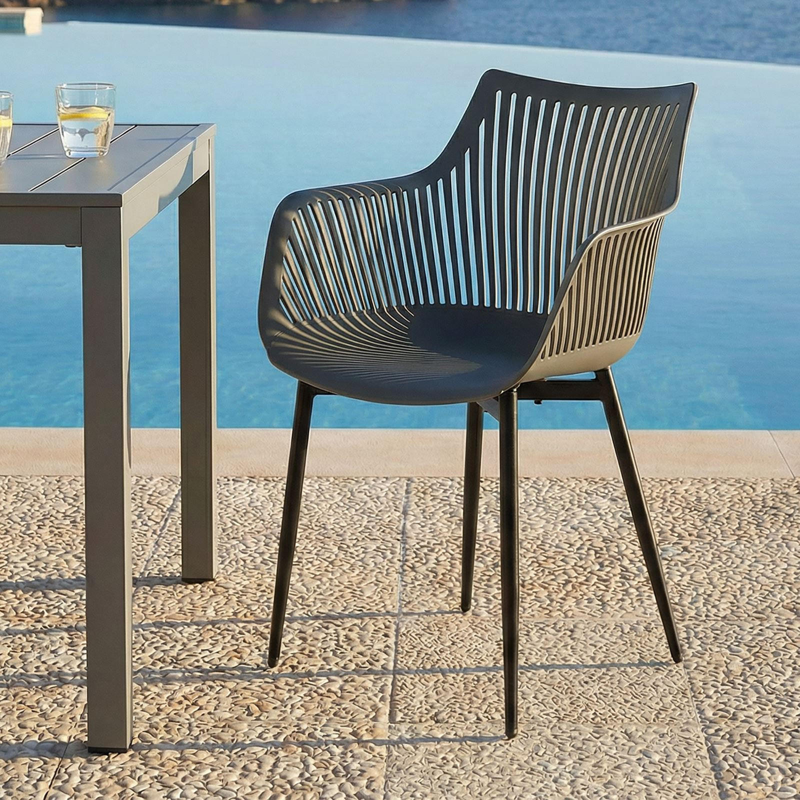 GARTENSTÜHLE VIOLETTA 4ER-SET - Grau, Textil (55/86/53cm) - IDIMEX