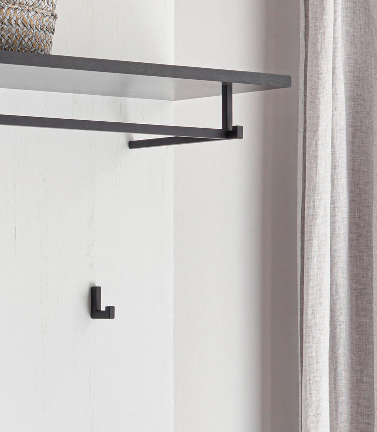 GARDEROBENPANEEL weiß Pinie, anthrazit Landhaus, Wandgarderobe 92 x 100 cm - Anthrazit/Weiß, Holzwerkstoff/Metall (92/100/26cm) - Furn.Design