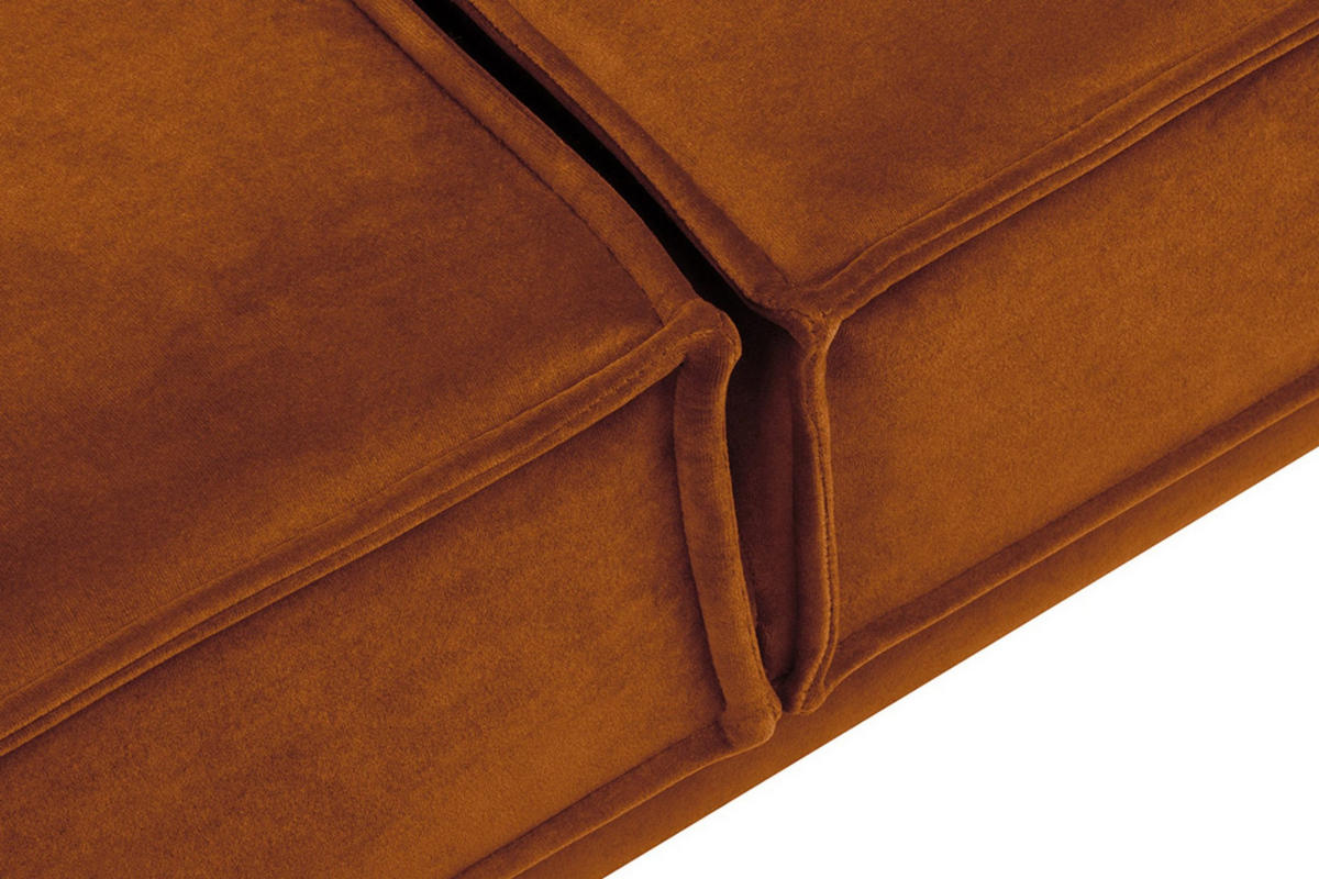 3-SITZER-SOFA GANZO 2 Kissen inklusive, Velours-Stoff, orange - Schwarz/Orange, Textil/Metall (193/84/92cm) - KONSIMO®