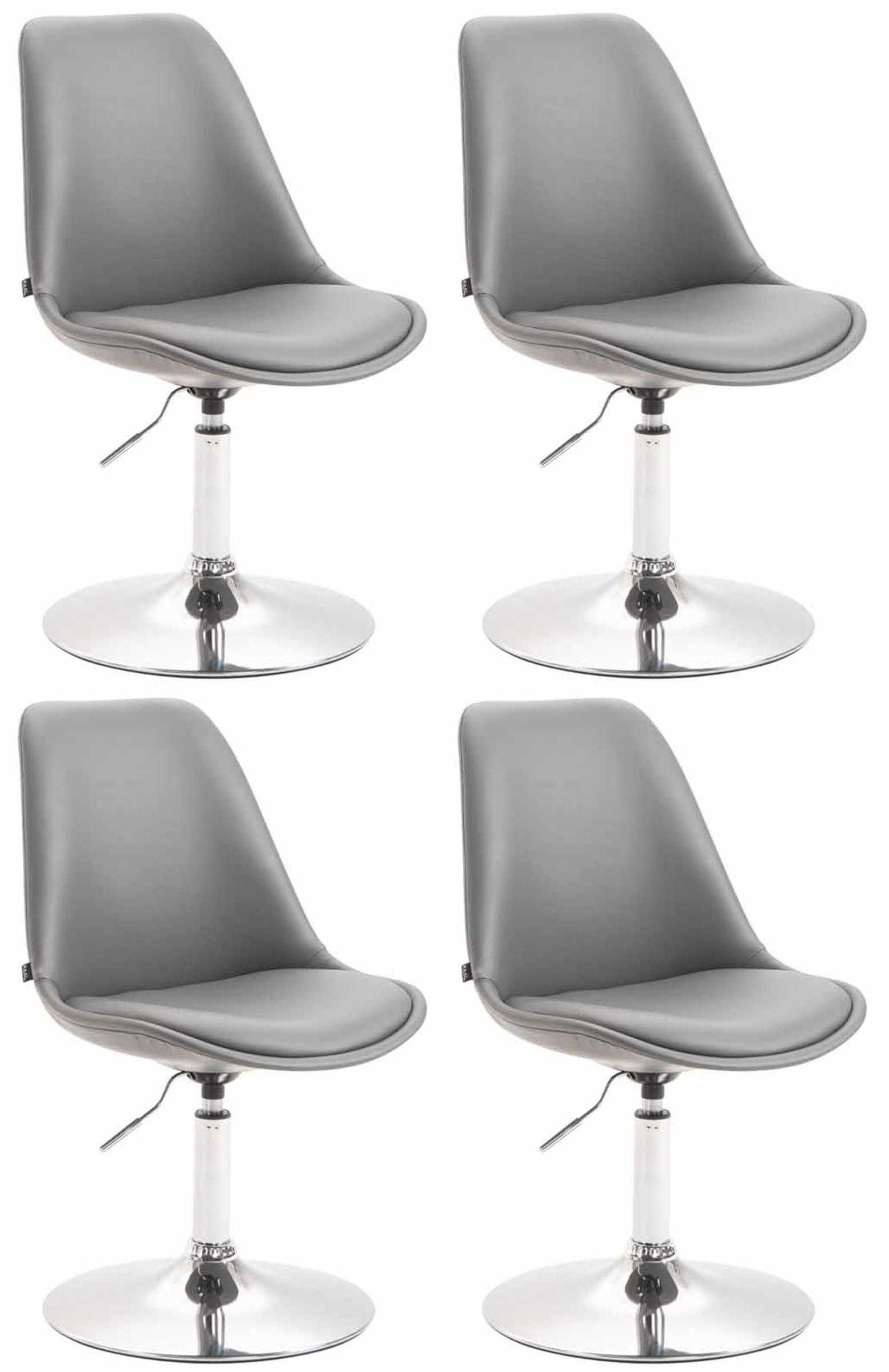 DREHSTUHL 4er Set Lederlook grau - Chromfarben/Grau, Textil/Metall (48/76/57cm) - CLP