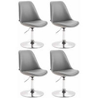 DREHSTUHL 4er Set Lederlook grau - Chromfarben/Grau, Textil/Metall (48/76/57cm) - CLP
