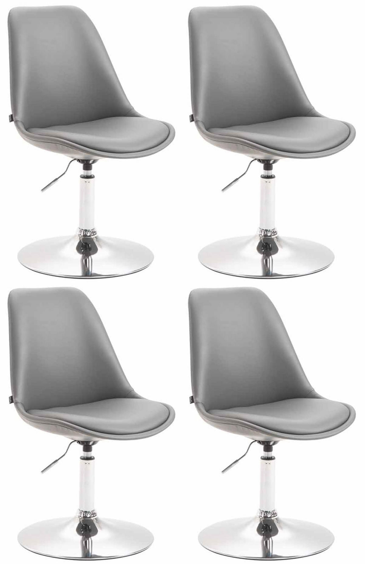 DREHSTUHL 4er Set Lederlook grau - Chromfarben/Grau, Textil/Metall (48/76/57cm) - CLP