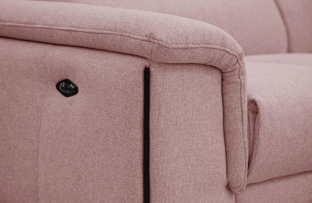 RELAXSOFA MATERA 3-Sitzer mit 2 Relaxfunktionen, hellrot - Hellrot/Schwarz, Holzwerkstoff/Textil (212/82/103cm) - Courtois Laville