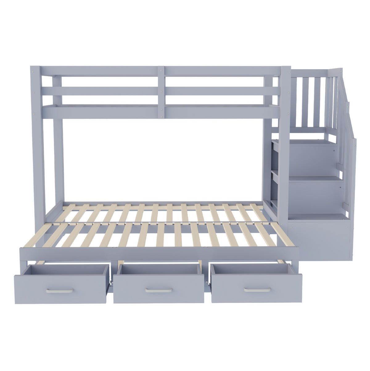 ETAGENBETT 180/200 cm grau aus Holz mit Ausziehbett - Grau, Holzwerkstoff (90/200cm) - OKWISH