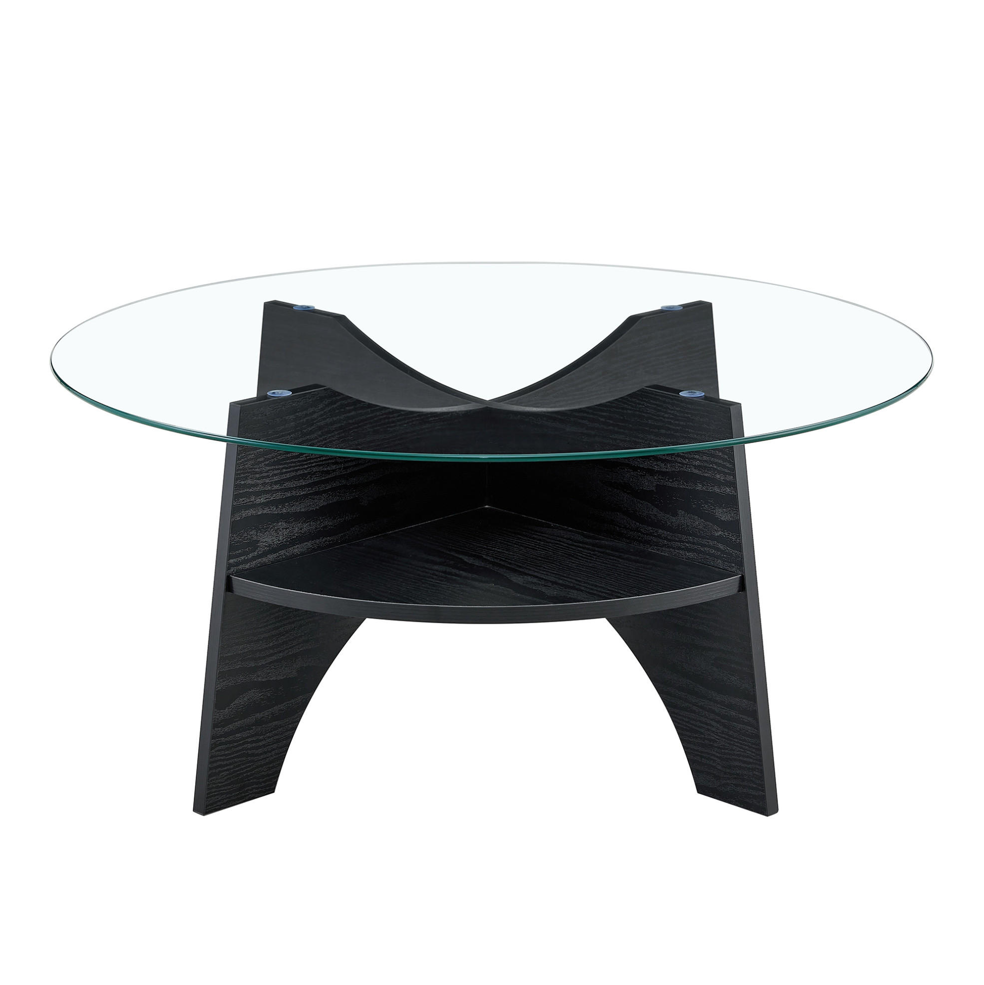 BEISTELLTISCH 80/36 cm Schwarz/Transparent aus MDF und Sicherheitsglas mit fächerförmigem Gestell - Schwarz, Holzwerkstoff (80/80/36cm) - OKMYHOME
