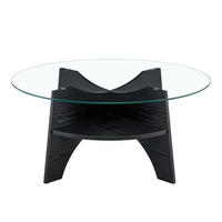 BEISTELLTISCH 80/36 cm Schwarz/Transparent aus MDF und Sicherheitsglas mit fächerförmigem Gestell - Schwarz, Holzwerkstoff (80/80/36cm) - OKMYHOME