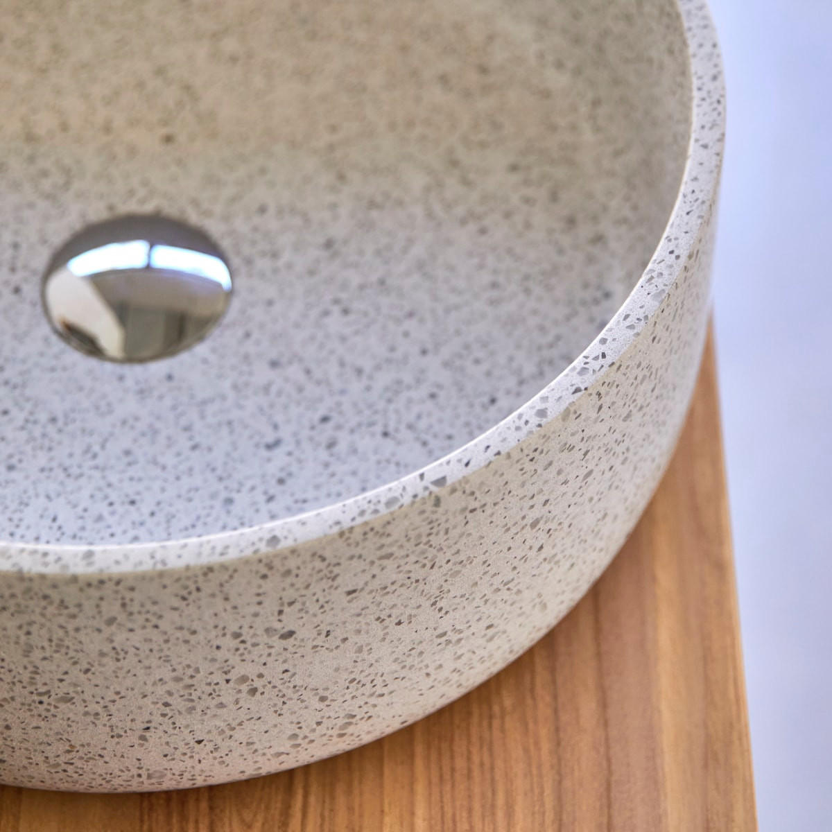 WASCHBECKEN Milos Weiß aus Premium-Terrazzo - Weiß, Stein (40/14/40cm) - Tikamoon