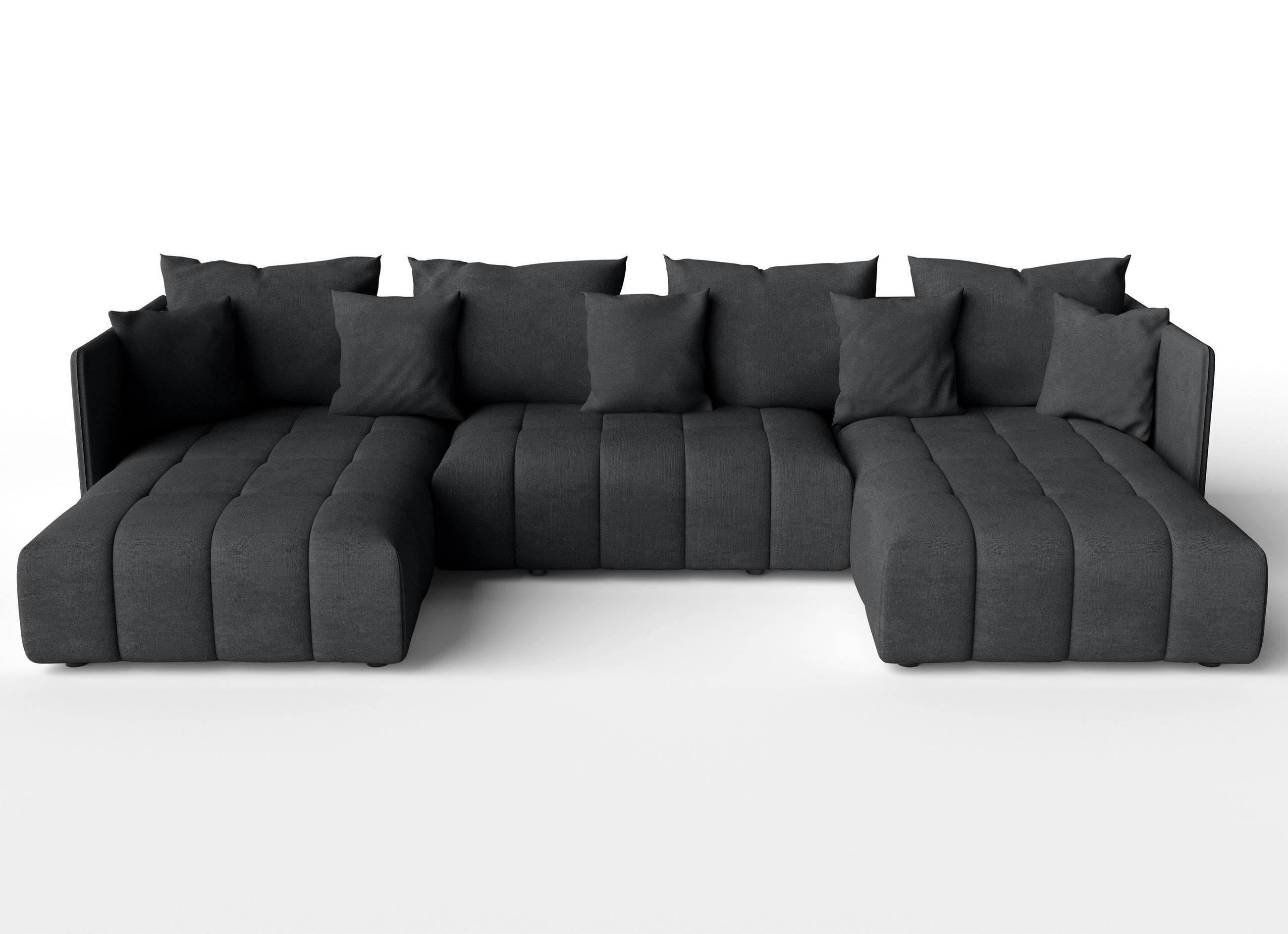 WOHNLANDSCHAFT Veliro U Dunkelgrau 353/180/83 cm mit Schlaffunktion und Bettkasten - Schwarz/Grau, Kunststoff/Textil (353/83/180cm) - AX Living
