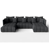 WOHNLANDSCHAFT Veliro U Dunkelgrau 353/180/83 cm mit Schlaffunktion und Bettkasten - Schwarz/Grau, Kunststoff/Textil (353/83/180cm) - AX Living