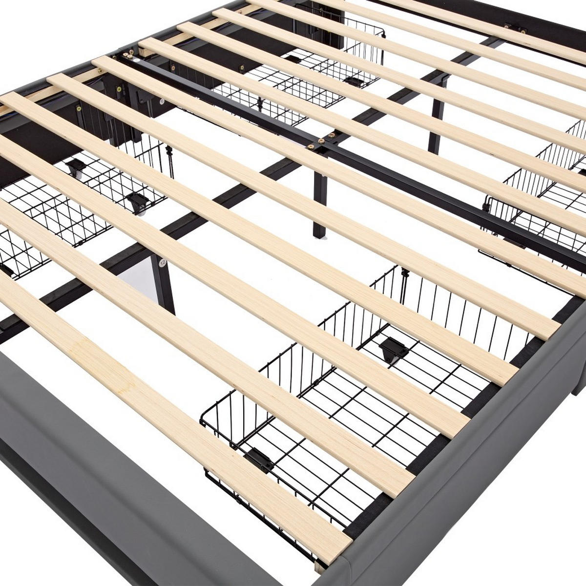 POLSTERBETT 140 x 190 cm mit USB-Anschluss - Grau, Holz/Textil (140/190cm) - KOMHTOM