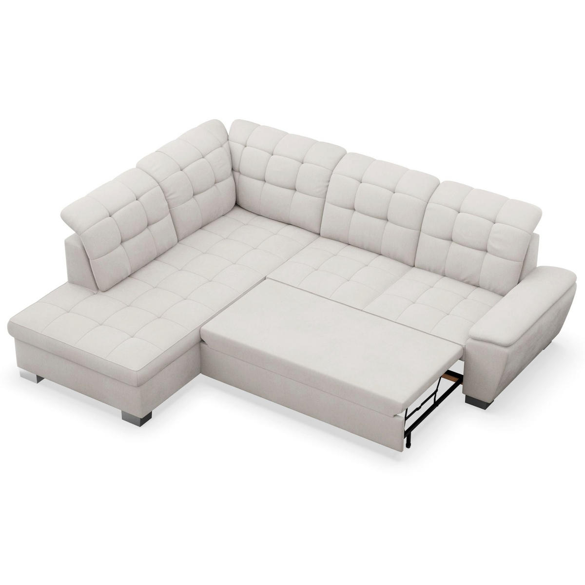 ECKSOFA Jamaal Creme linksseitig - Creme/Schwarz, Textil (258/212cm) - Selsey