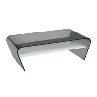 COUCHTISCH mit Ablage - Glas Design - Schwarz-Weiß - KELLY - Schwarz, Glas (120/60/37cm) - Vente-Unique