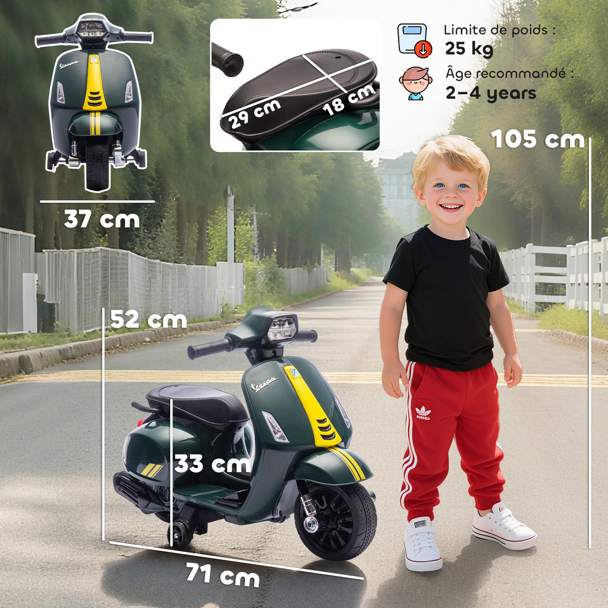 ELEKTRO-MOTORRAD DE-13165 Stützräder Dunkelgrün - Grün, Kunststoff (71/37/52cm) - ComfortXL