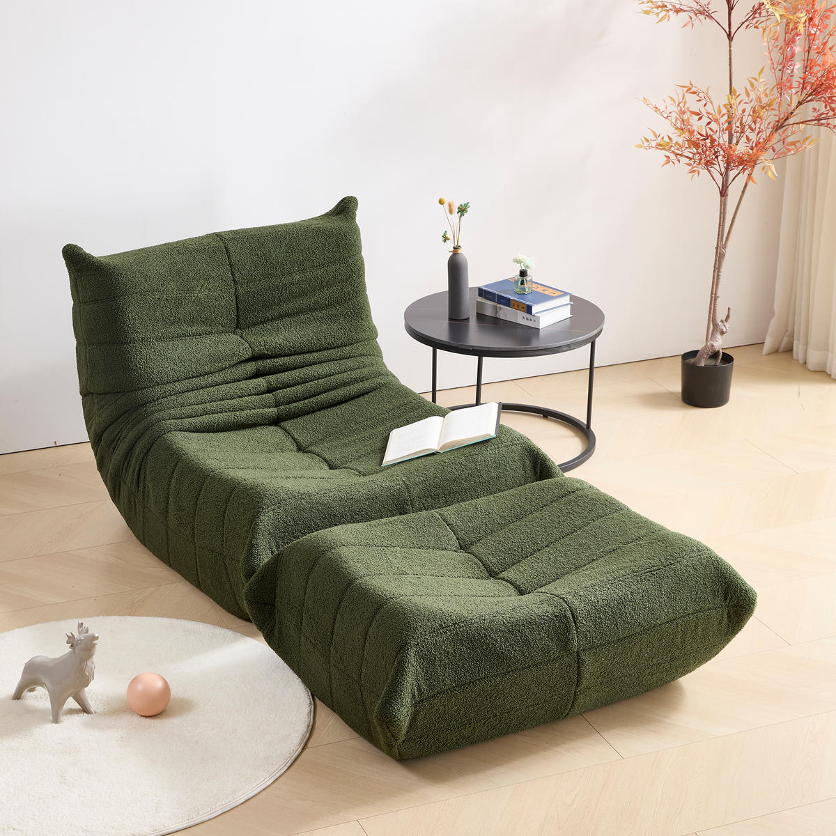 LOUNGESOFA 112/189 cm aus Teddyfleece in Grün - Grün, Textil (120/82/112cm) - BEAOK