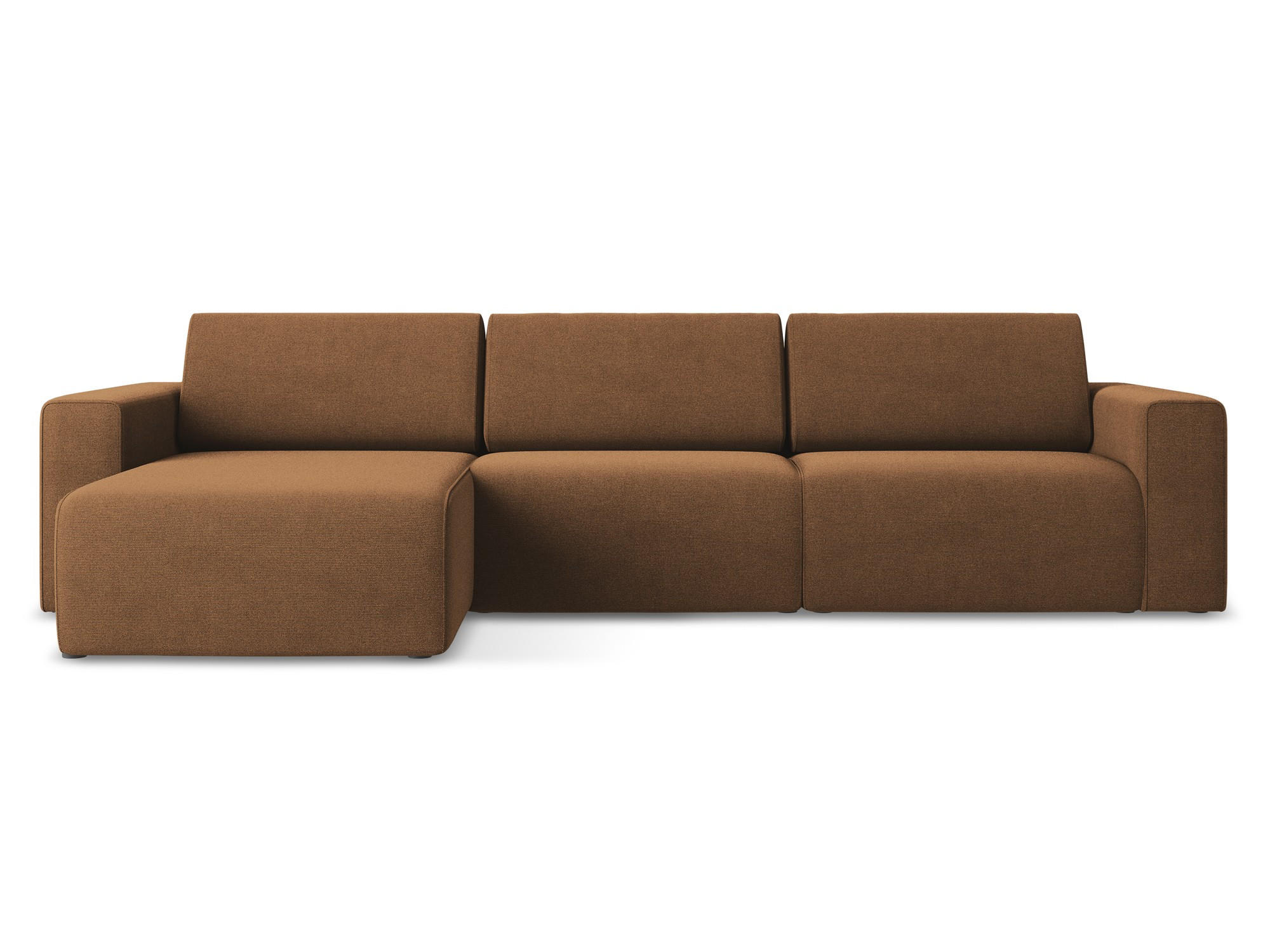 ECKSOFA Links Strukturstoff Stoff Orange - Beige/Terra cotta, Kunststoff/Textil (167/314cm) - Makamii