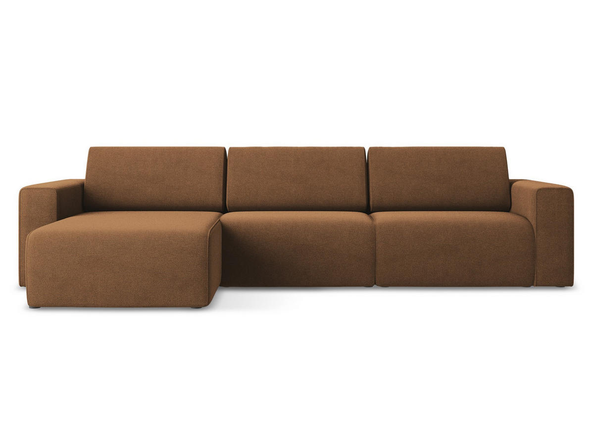 ECKSOFA Links Strukturstoff Stoff Orange - Beige/Terra cotta, Kunststoff/Textil (167/314cm) - Makamii