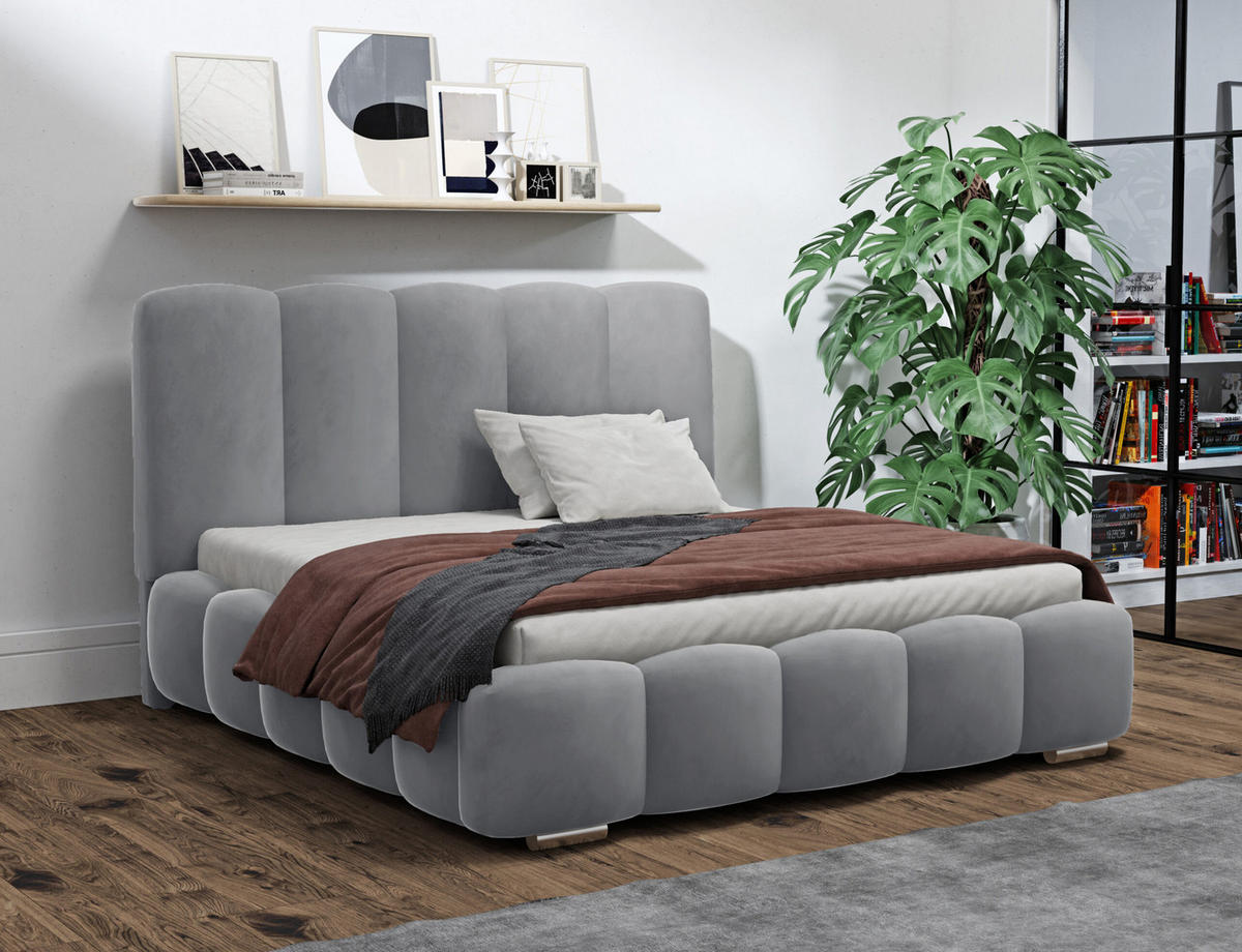 DOPPELBETT mit bettkasten Leytron 140x200 cm, Hellgrau - Hellgrau, Textil (140/200cm) - Fedve