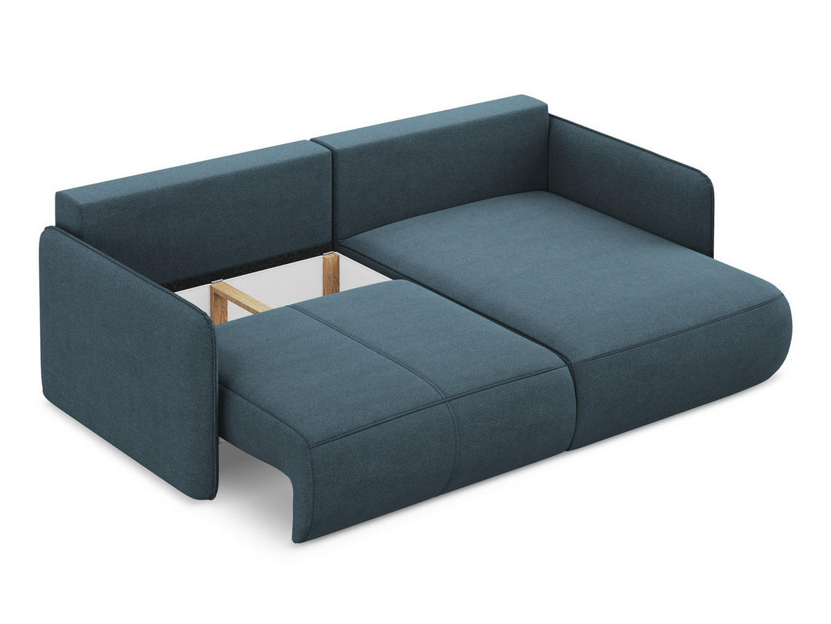 ECKSOFA mit Schlaffunktion Strukturstoff Stoff Blau - Blau/Blaugrau, Kunststoff/Textil (207/148cm) - Makamii