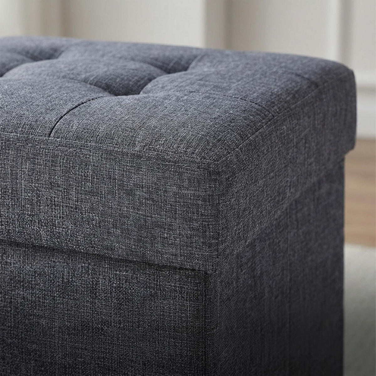 TABURET Tmavosivý s úložným priestorom skladací látka 41x38x38 cm - sivá, kompozitné drevo/textil (38/41/38cm) - Relaxdays