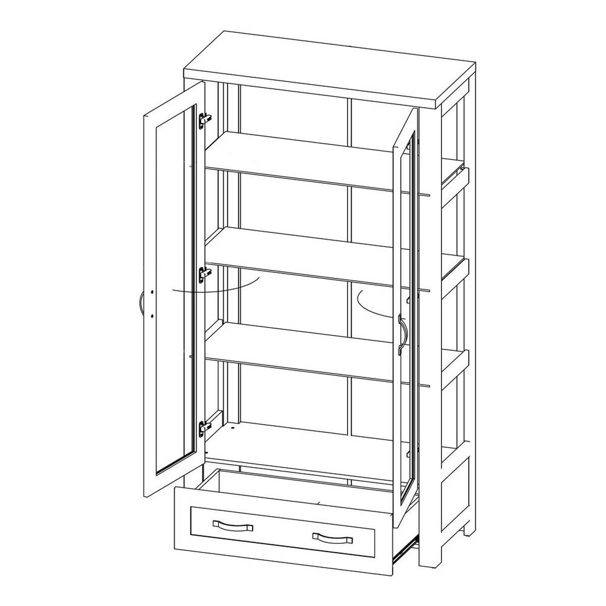 GLASVITRINE Nevada Eiche Lefkas 100 / 44 / 186cm - Eichefarben, Glas/Holz (100/186/44cm) - Feldmann-Wohnen
