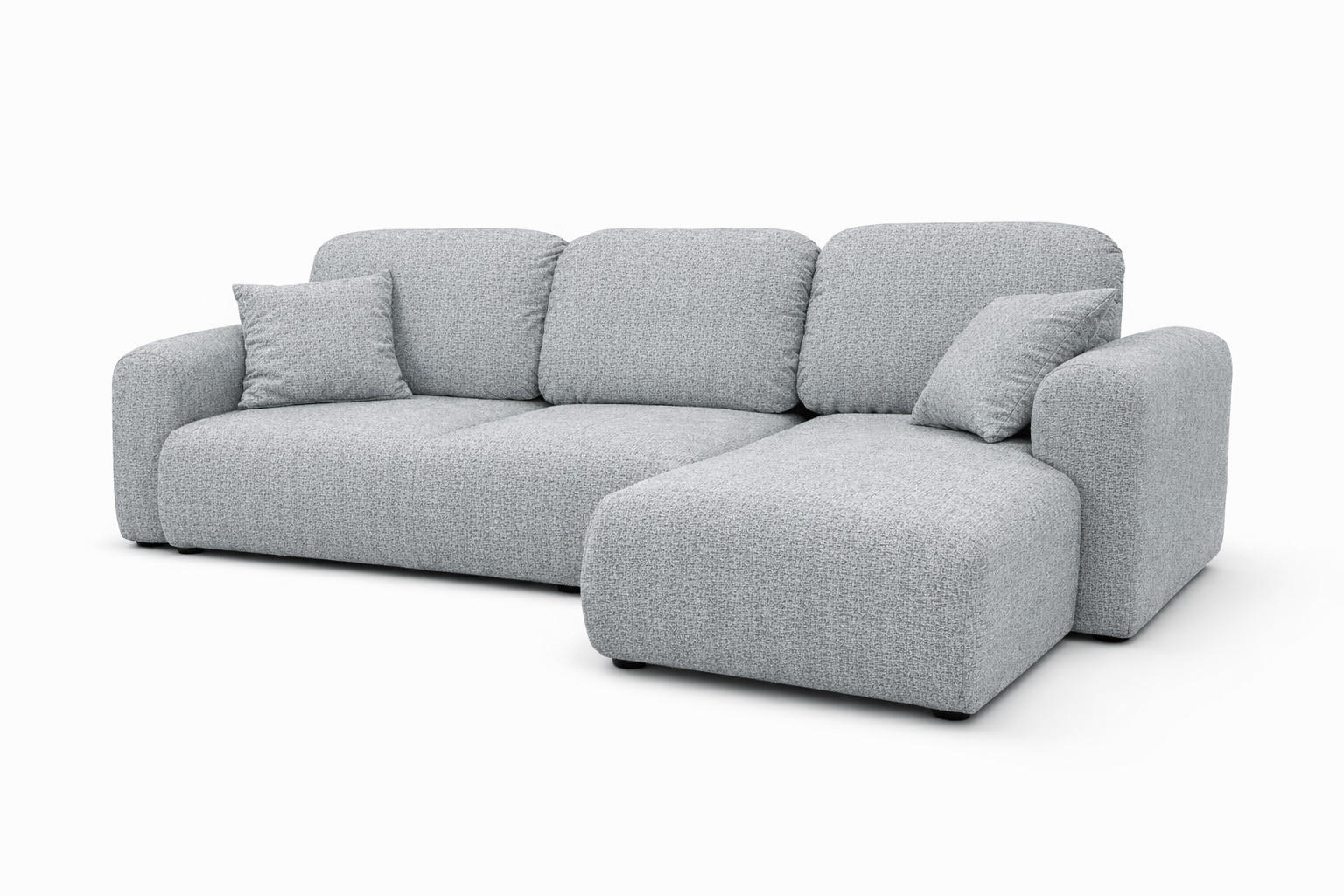ECKSOFA Mit Schlaffunktion Und Bettkasten, Sofa L-Form Bingo L, Chenille-Stoff Artico, Cement, Rechts - Hellgrau, Holz (250/142cm) - Kaiser Möbel
