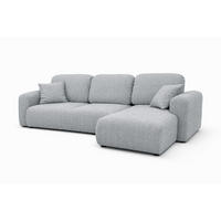 ECKSOFA Mit Schlaffunktion Und Bettkasten, Sofa L-Form Bingo L, Chenille-Stoff Artico, Cement, Rechts - Hellgrau, Holz (250/142cm) - Kaiser Möbel