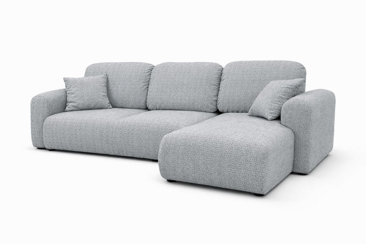 ECKSOFA Mit Schlaffunktion Und Bettkasten, Sofa L-Form Bingo L, Chenille-Stoff Artico, Cement, Rechts - Hellgrau, Holz (250/142cm) - Kaiser Möbel