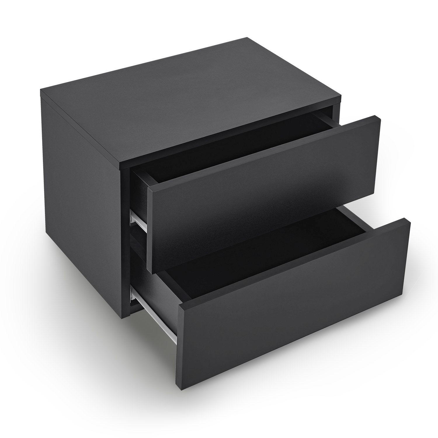WANDSCHRANK Nachttisch mit 2 Schubladen Schwarz 40x29x30 cm - Schwarz, Holz (40/30/29cm) - Juskys