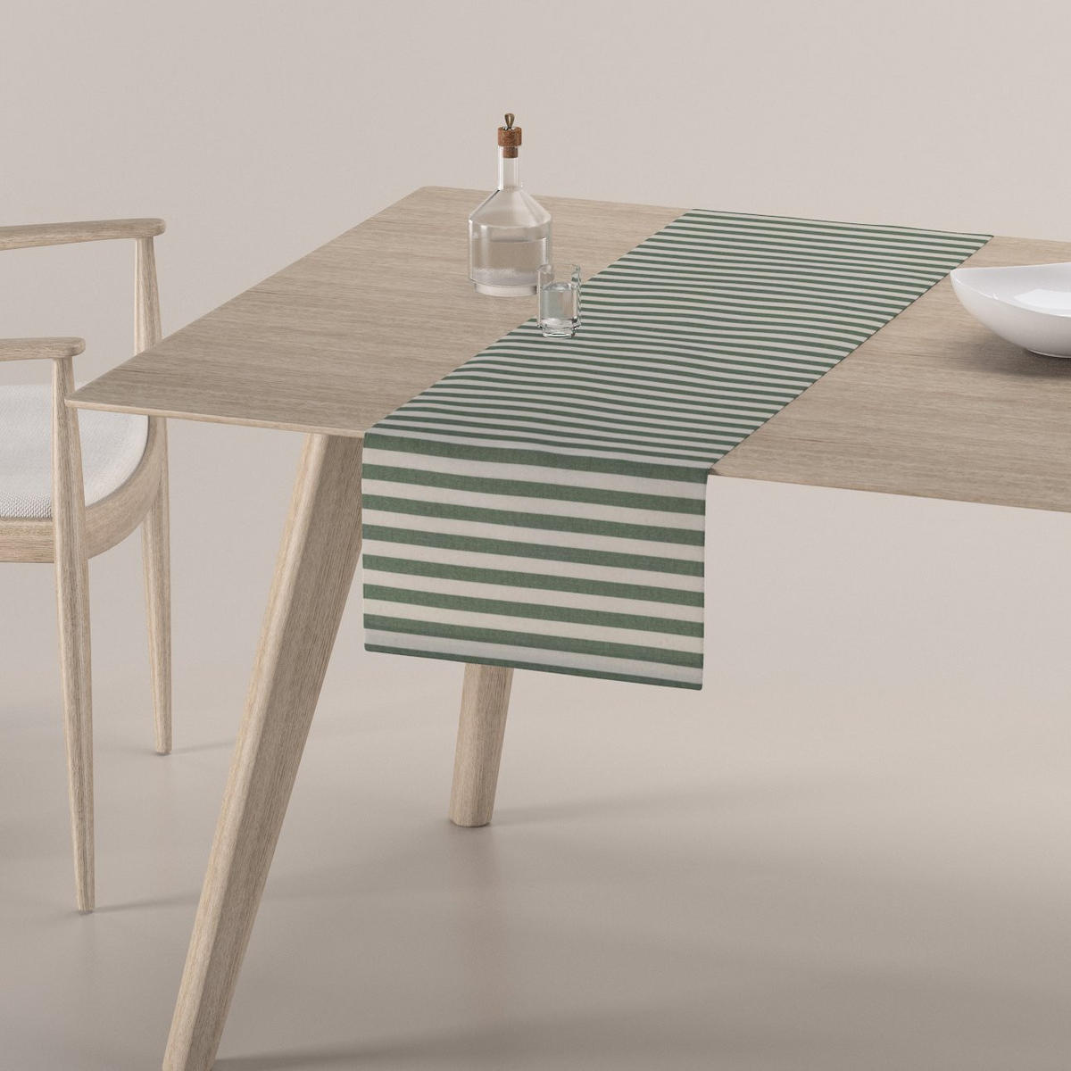 TISCHLÄUFER Quadro, grün und ecru, 40x130 cm - Grün, Textil (40/130cm) - Dekoria