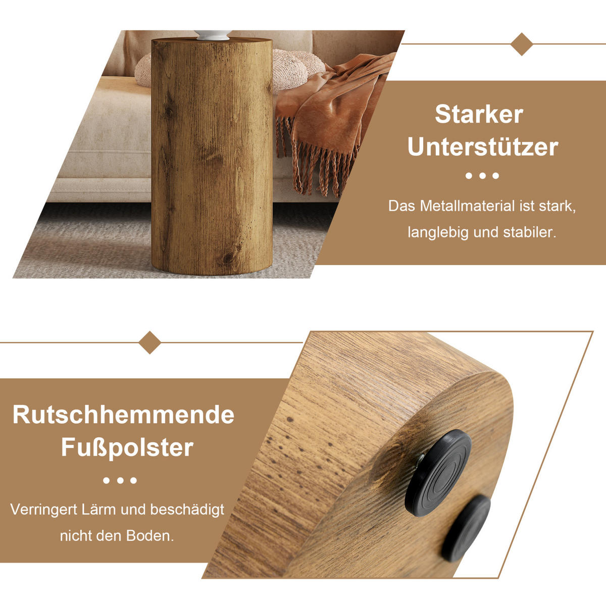 BEISTELLTISCH aus MDF 30x30x55 cm Holzfarben mit wasserabweisender Oberfläche - Naturfarben, Holzwerkstoff (30/30/55cm) - IVMEU